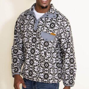 Simply Southern Men's Snap Fleece Geo Print Pullover in Grey Aztec Print